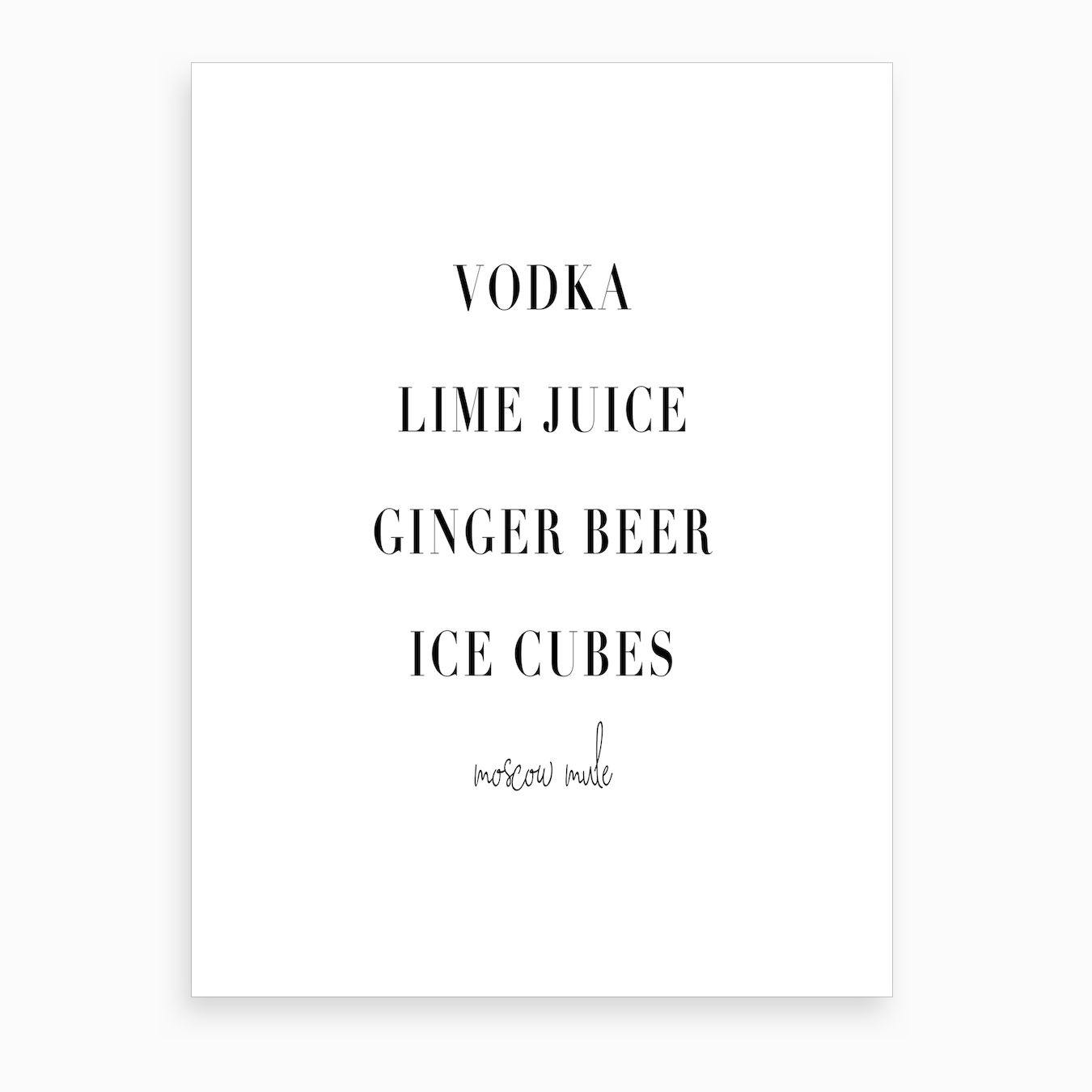 Moscow Mule Cocktail Recipe Artwork Print graphic regarding Moscow Mule Recipe Printable identify Moscow Mule Cocktail Recipe Artwork Print